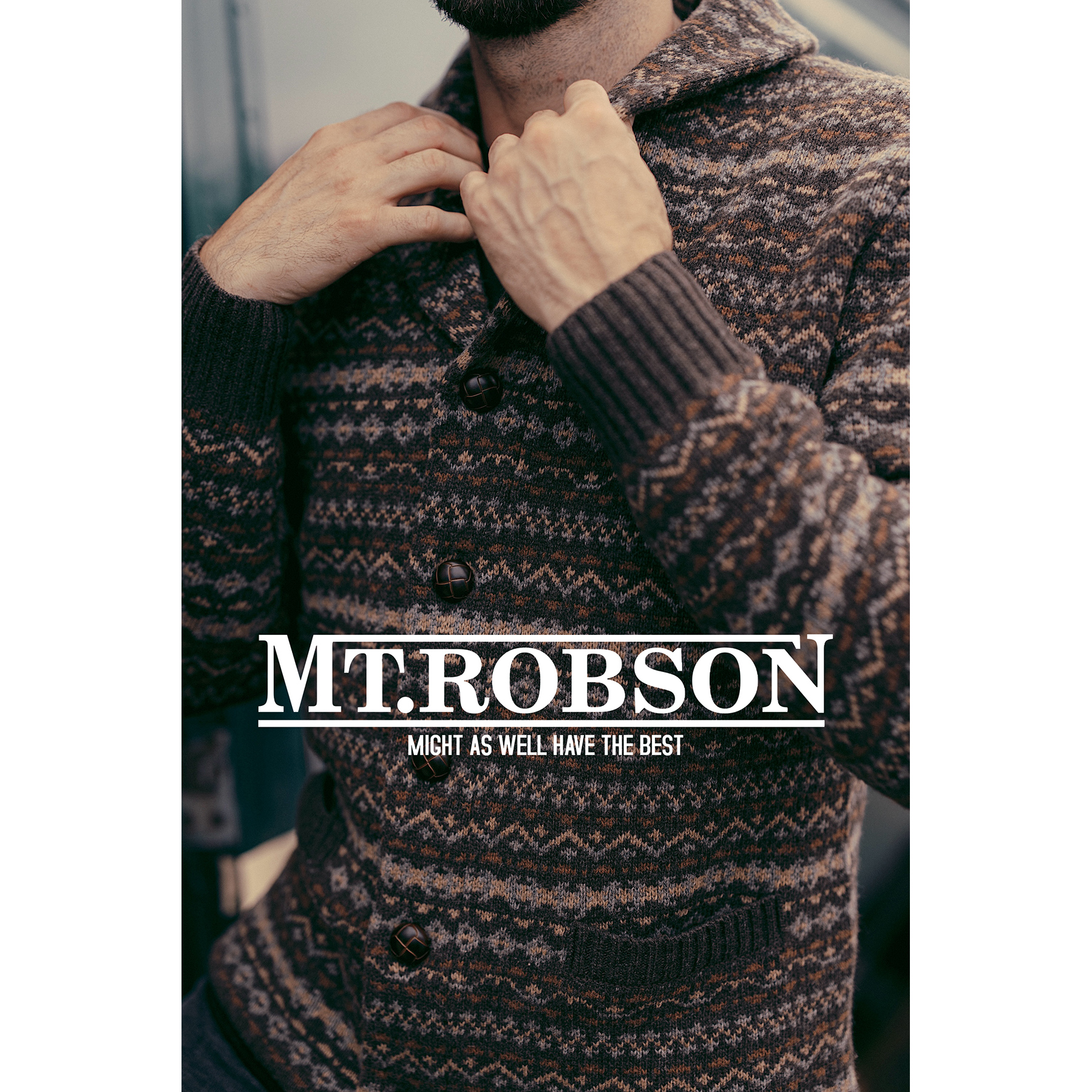 独家提花开衫】MTROBSON 青果领重磅羊毛夹克毛衣美式复古费尔岛