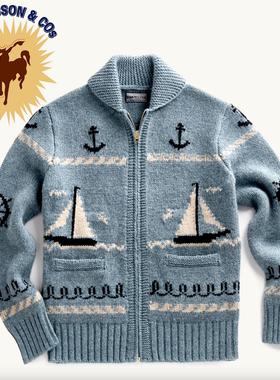 100%羊毛-限量款】MTRobson 青果领重磅羊毛开衫夹克毛衣美式复古