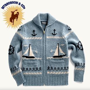 100%羊毛-限量款】MTRobson 青果领重磅羊毛开衫夹克毛衣美式复古