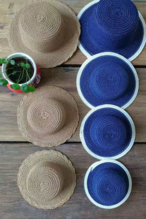 小布Blythe花边草帽    藏蓝色白边BJD草帽   holala草帽