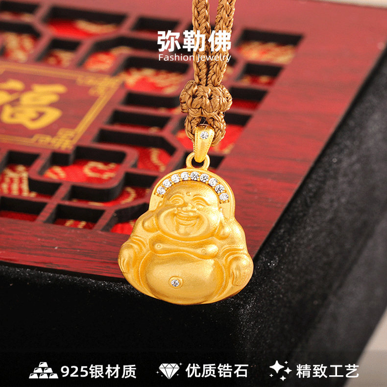 s925纯银金店同款弥勒佛项链