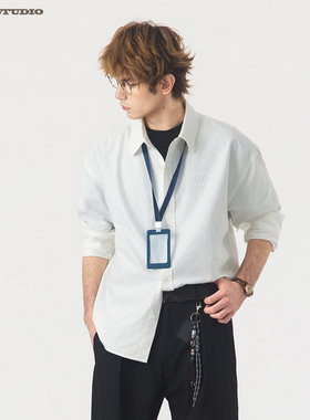 ASOT 牛津纺白色长袖衬衫男cleanfit春季通勤休闲宽松内搭衬衣女