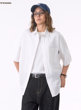 ASOT 纯色短袖衬衫中性风cozyfit夏季日系宽松休闲无性别简约衬衣