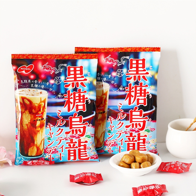 日本进口 NOBEL/诺贝尔黑糖乌龙奶茶味糖果休闲喜糖硬质糖果67.5g