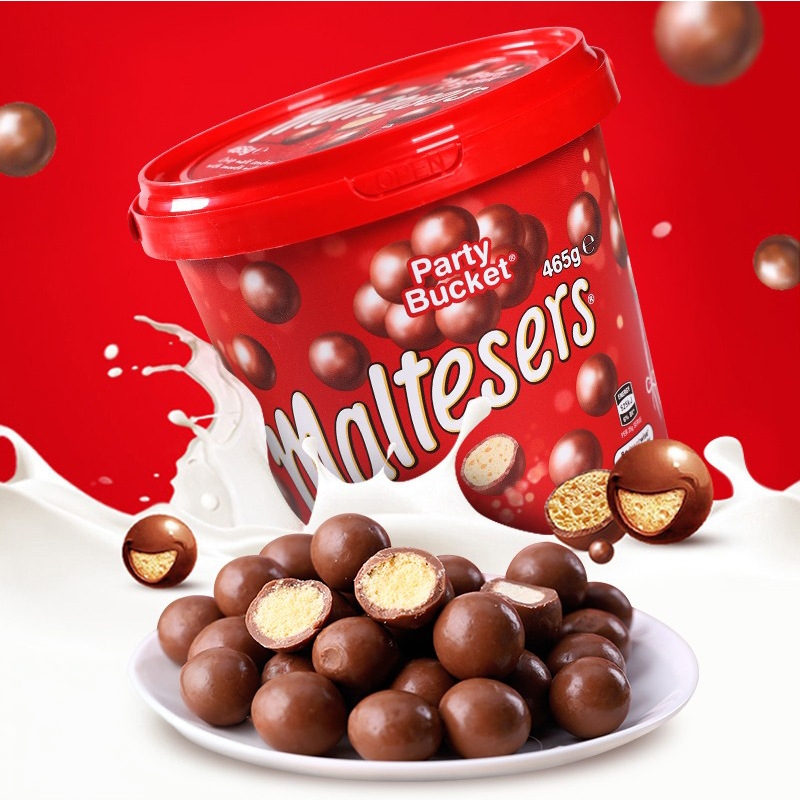 澳洲进口麦提莎麦丽素夹心牛奶巧克力球网红休闲零食小吃桶装465g