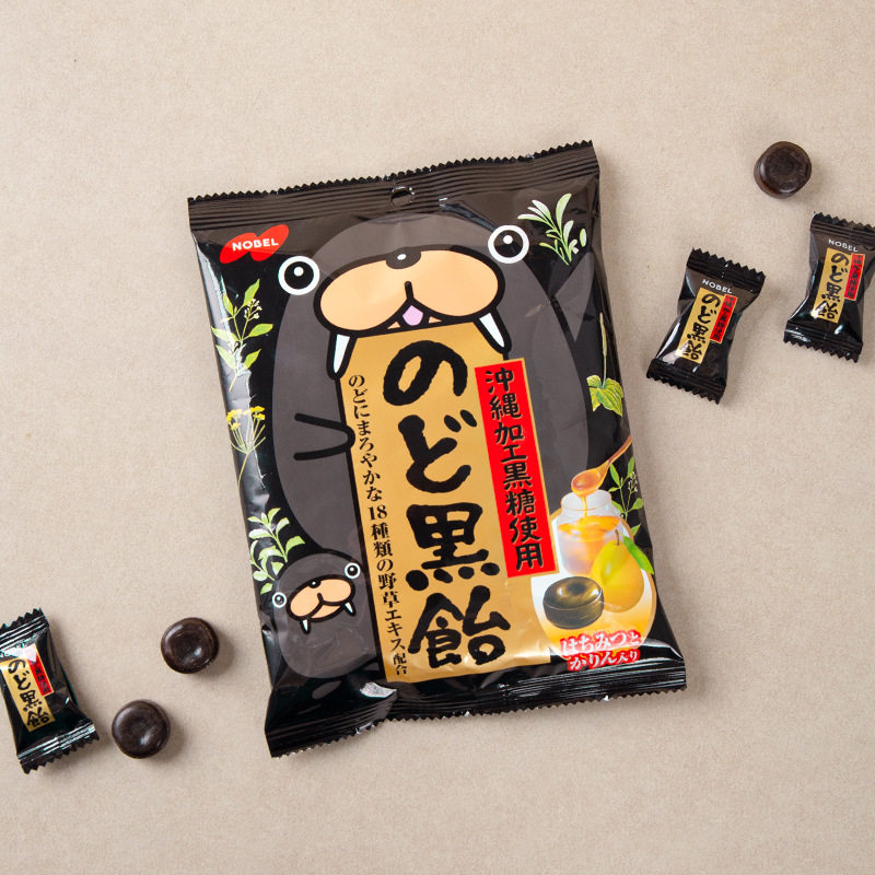 日本进口 NOBEL诺贝尔黑糖味清凉糖果休闲办公零食硬质糖果105g