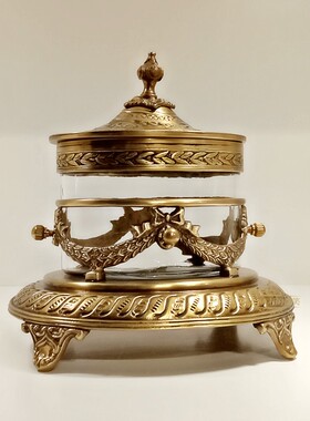 印度黄铜配玻璃桌面干果盒调味瓶