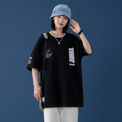 Summer Cotton Short Sleeve T-Shirt casual loose print hip hop college men's and women's top