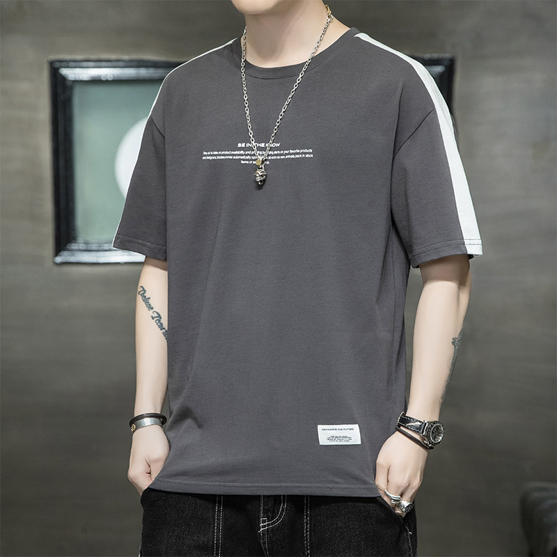 Spring / summer 21 new irregular printing trend round neck men's cotton short sleeve t-versatile T-shirt