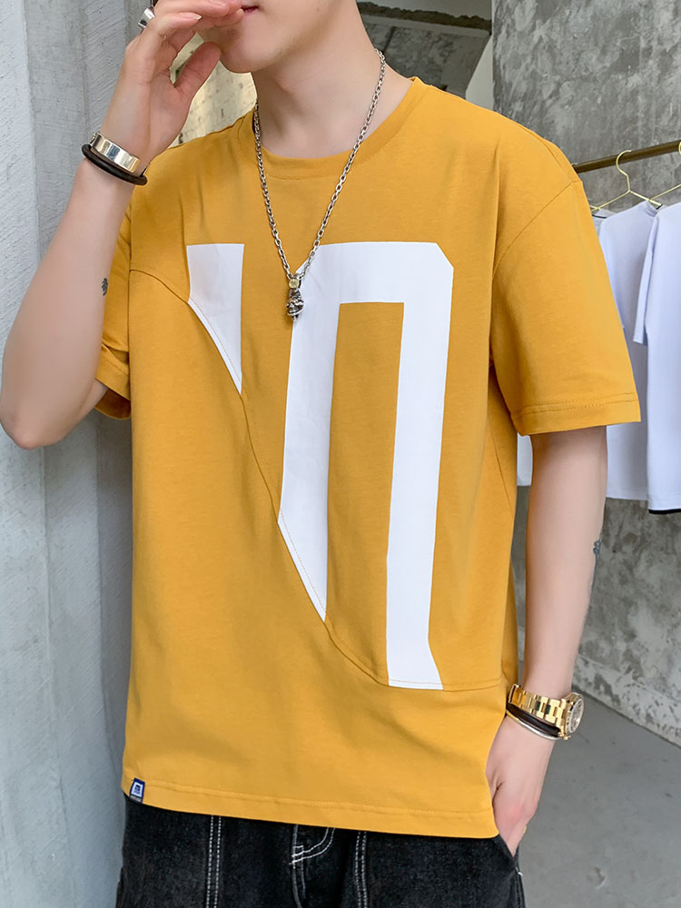 Summer short sleeve T-shirt trend versatile men's half sleeve T-shirt simple top fashion