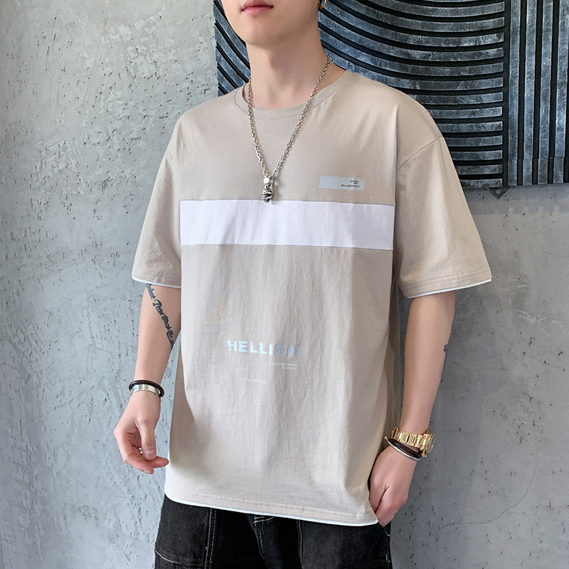 Summer short sleeve t-shirt men's trend versatile men's half sleeve T-shirt simple top fashion