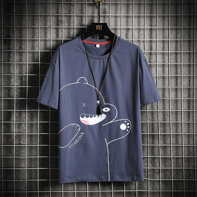 Loose summer new cartoon print oversized T-shirt cotton men's short sleeve