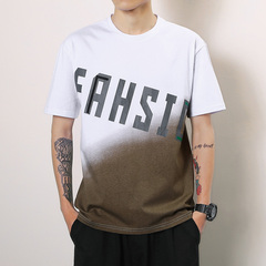 Summer 2020 new gradient short sleeve T-shirt loose print trend for men and Korea