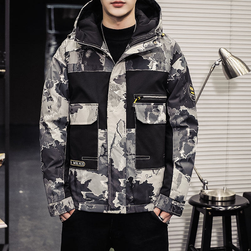 Men's new style short hooded cotton padded jacket in winter