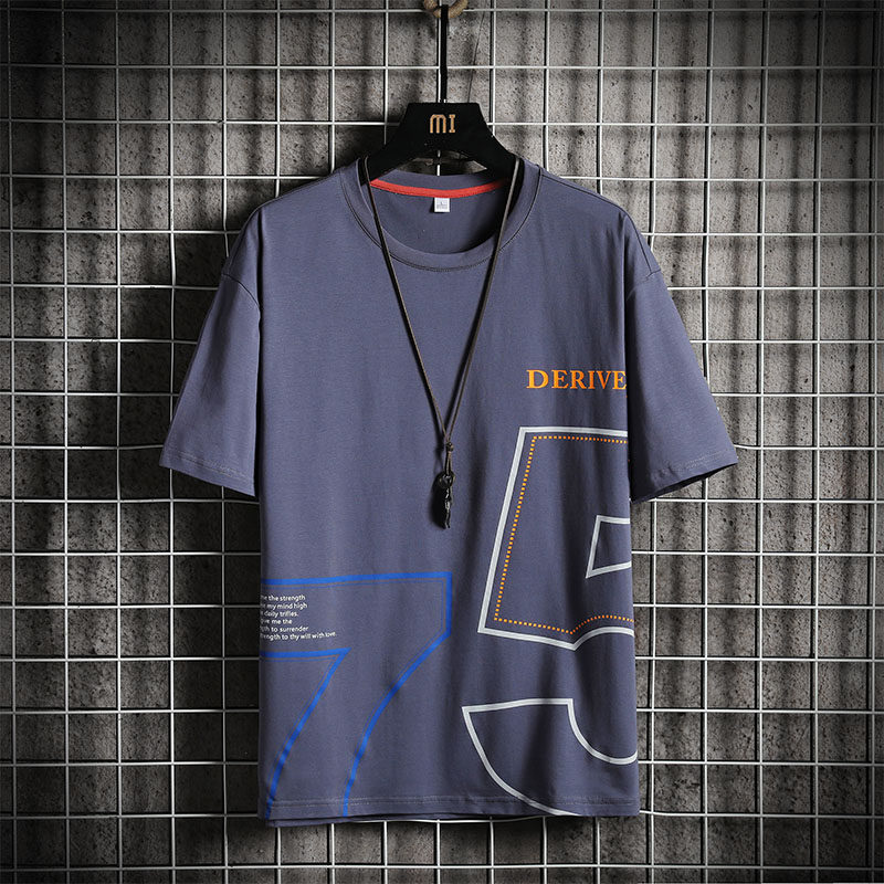 有寬鬆夏季新款卡通印花大碼恤純棉男裝短袖