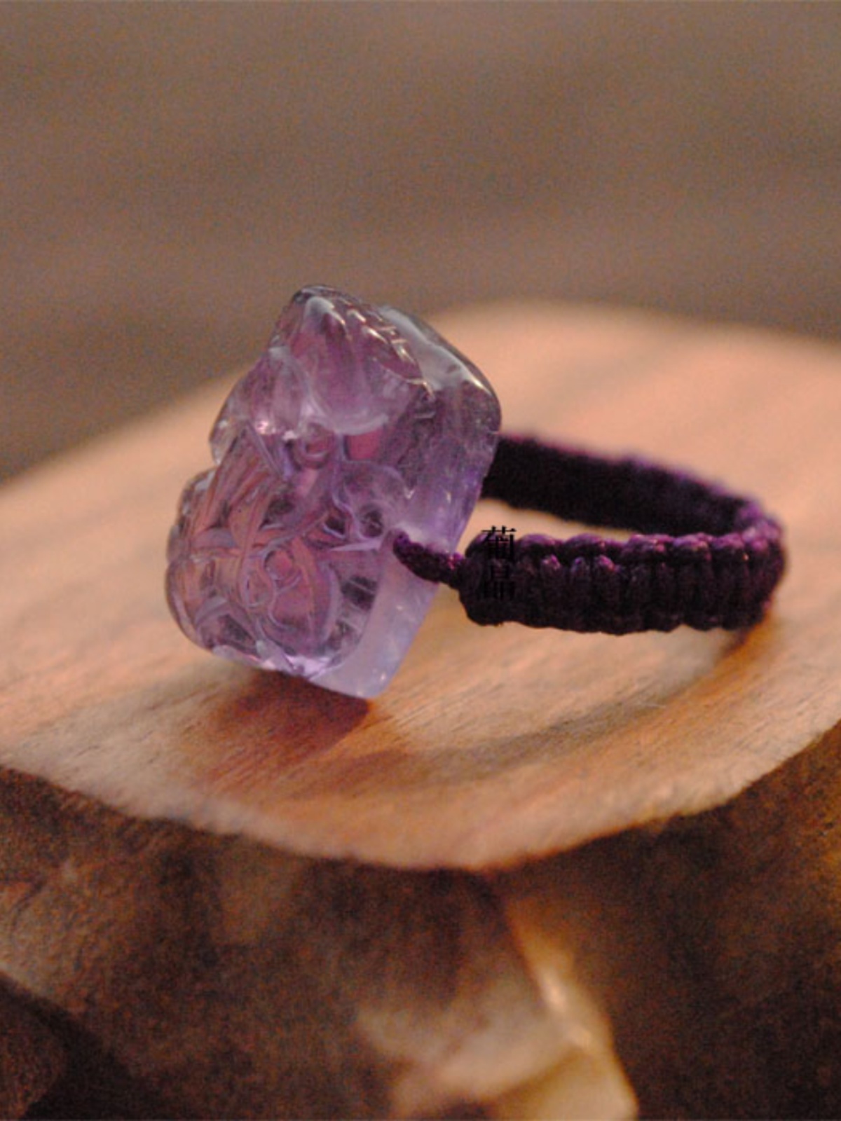 天然紫水晶貔貅戒指 紫水晶皮丘戒面 紫水晶貔貅指环 紫水晶皮丘