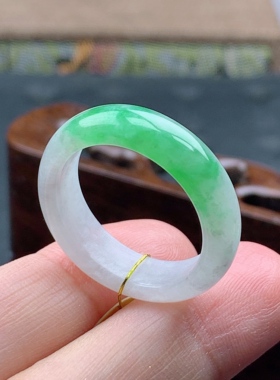 21号缅甸天然A货翡翠 T871 内径19.5/6.2/3.2mm 阳绿半山水戒指