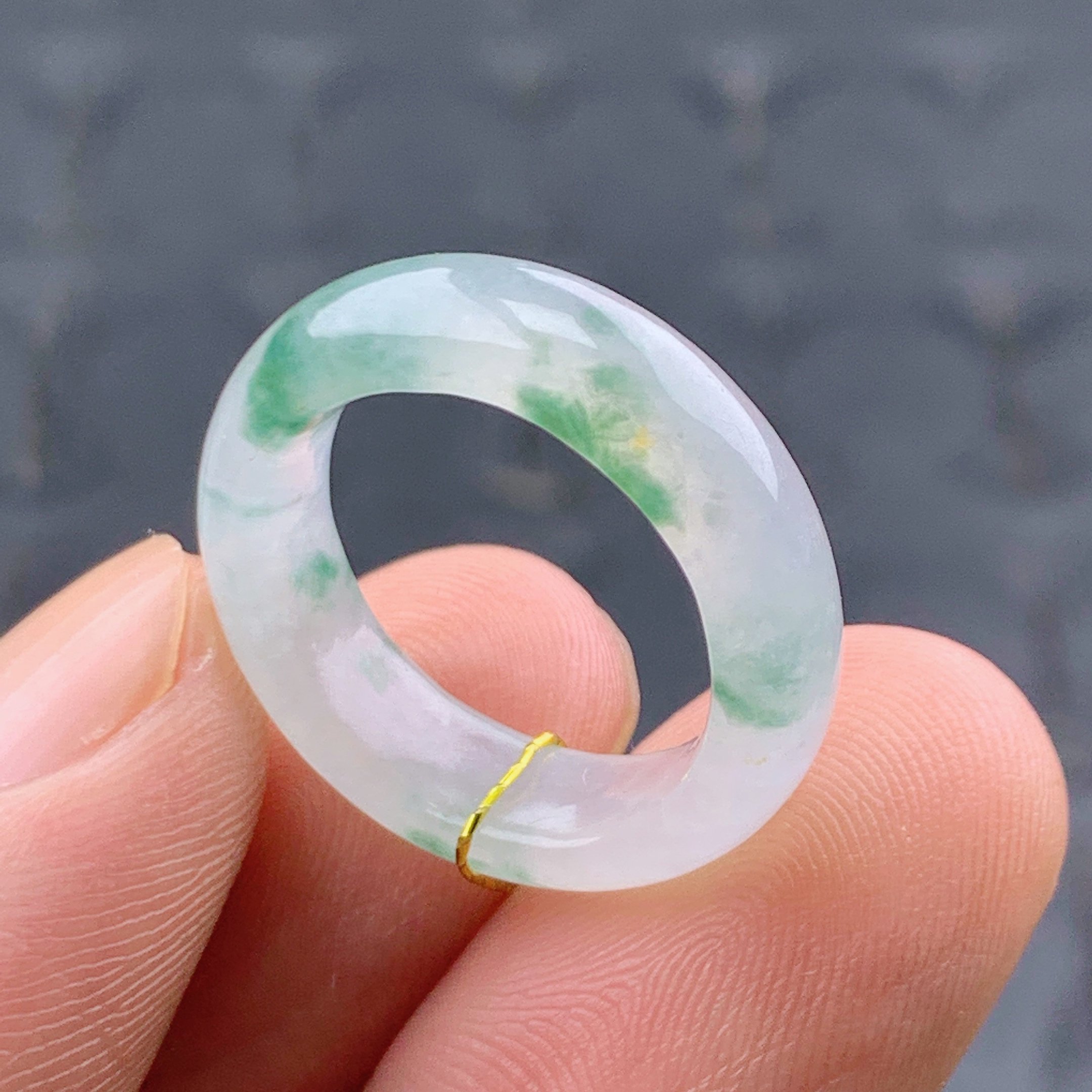 #12号缅甸天然A货16.5mm 老坑冰胶飘花翡翠戒指女戒圈男指环 T310
