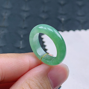 3.4mm 11.12号缅甸天然A货翡翠 内径16.4 冰胶满色戒指 T775