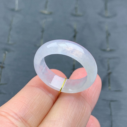 19号缅甸天然A货翡翠T718 内径19/6.3/6mm 白冰戒指