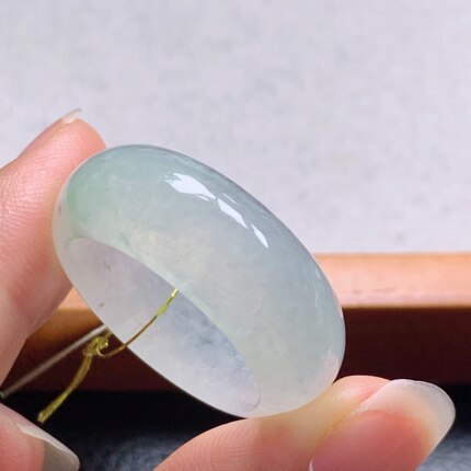23-24号缅甸天然A货翡翠 T1139 内径20.5mm 冰飘花轮胎戒指扳指