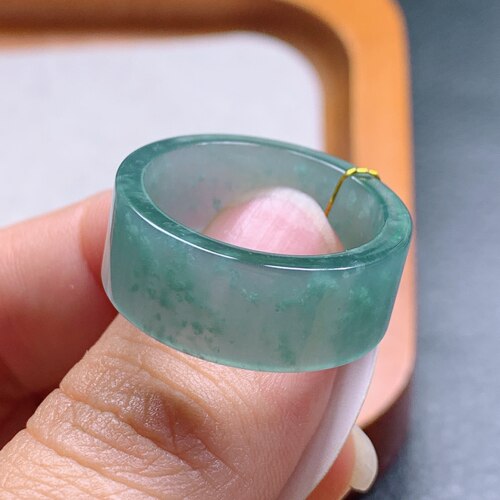 20号天然A货翡翠 T1284 内径19.3-9-2.4mm 冰蓝戒指扳指