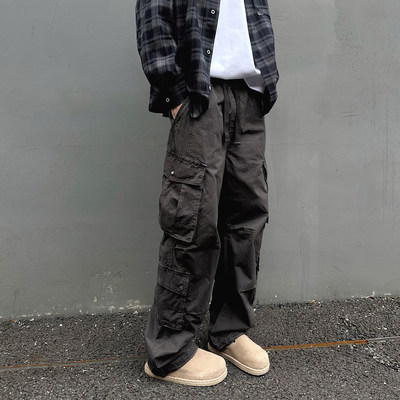 双纱斜纹做旧美式复古工装休闲裤