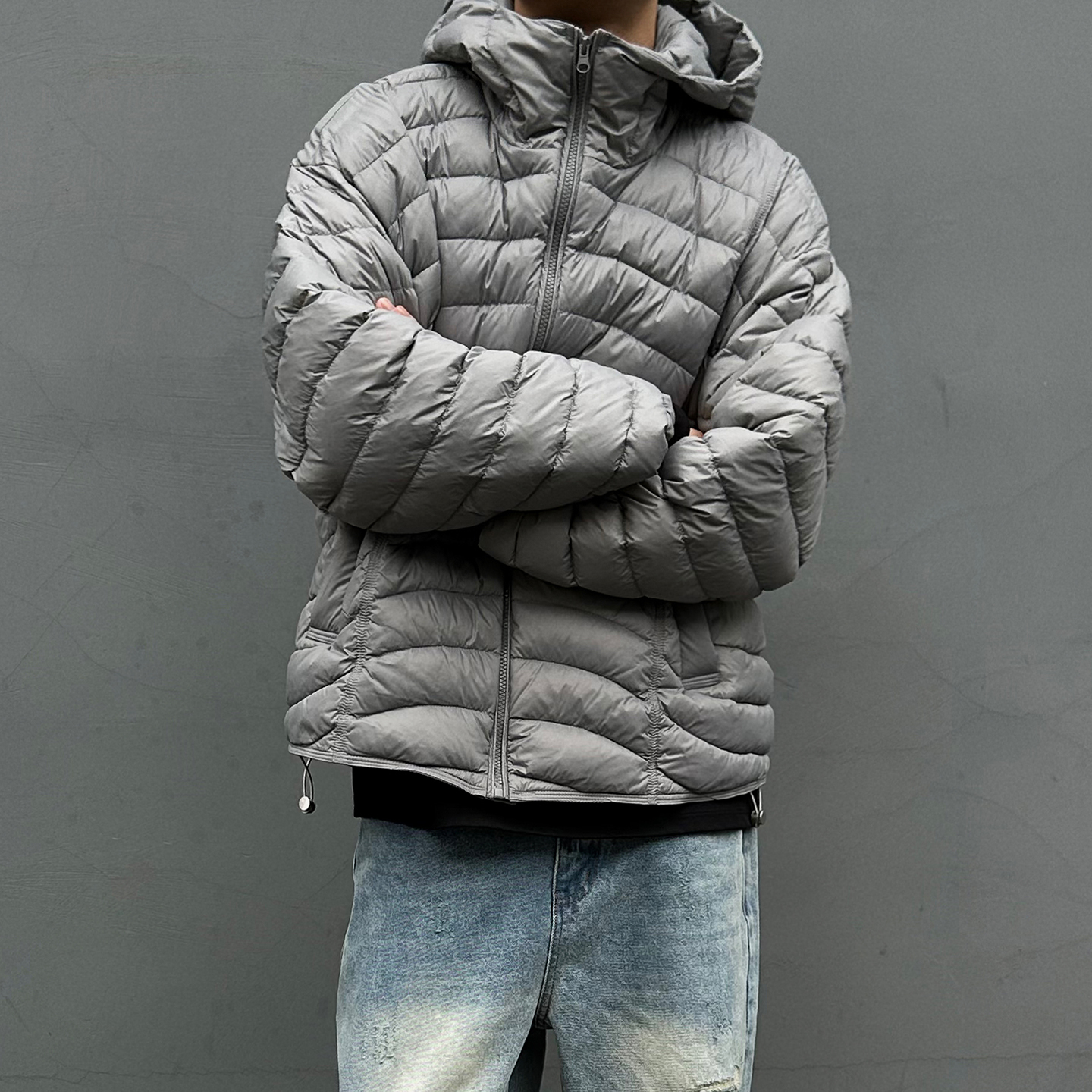 穿刺2OD尼丝纺排骨羽绒服男女