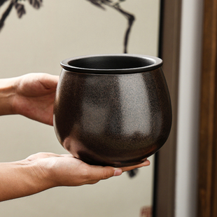 大容量陶瓷茶渣缸带过滤盖干湿分离茶台废水缸烟灰缸茶具配件茶洗