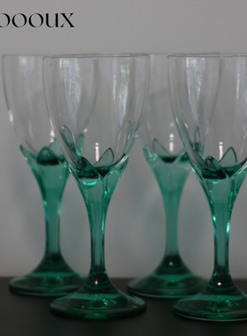 Adoooux全新意大利产中古孤品透绿花瓣底水晶玻璃葡萄酒杯果汁杯