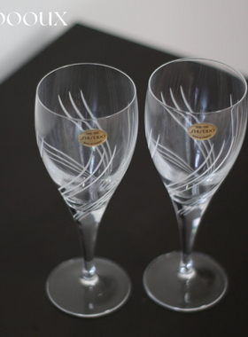 Adoooux全新带标日本产中古孤品手工刻花线条玻璃红酒果汁香槟杯