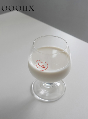 Adoooux「原创特价」水晶玻璃爱心Hello杯 ins果汁牛奶杯/酒杯
