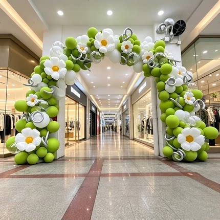 新款绿色加厚气球拱门服装店开业气氛装饰周年庆活动儿童生日布置