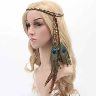 Boho Feather Headband Festival Headdress Hairband