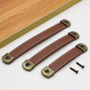 Furniture Handles Cowhide Wardrobe Drawer Door Pull Leather