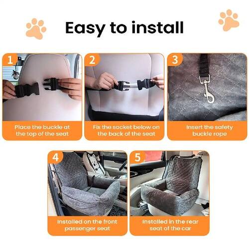 Pet Car Seat Pet Seat With 2 Side Pockets Puppy Driving