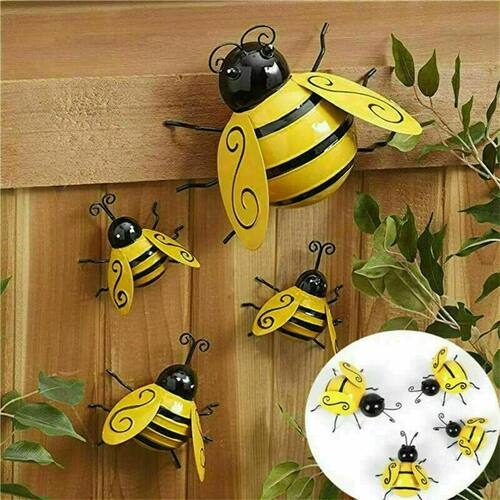 4PCS/SET Decorative Metal Art Bumble Bee Backyard Garden