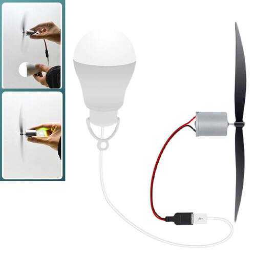 Micr Wind Turbine Motor Blade With USB Light Bulb DIY Set