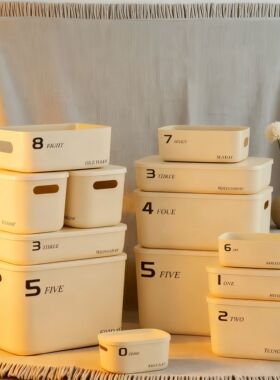 cream style Stackable Storage Box with Lid Dustproof