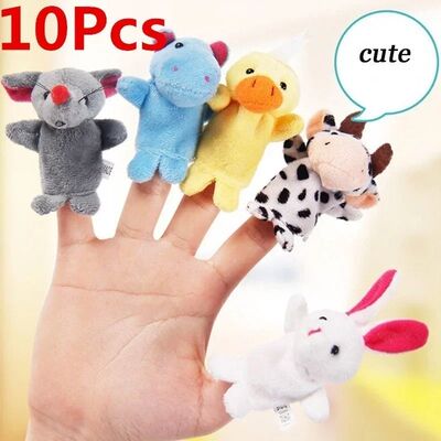 New 10Pcs/Set Cartoon Biological Animal Finger Puppet Plush