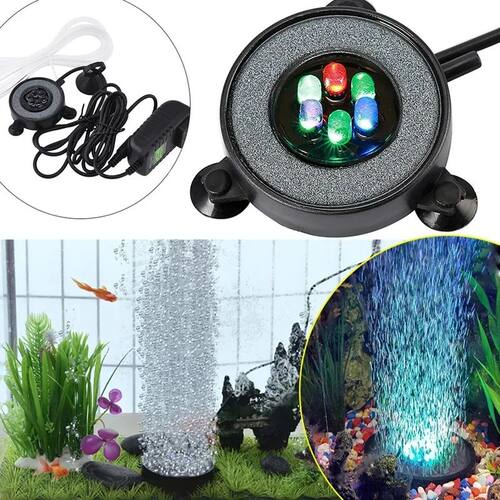 1PC Color Changing LED Waterproof Aquarium Light Round Fish