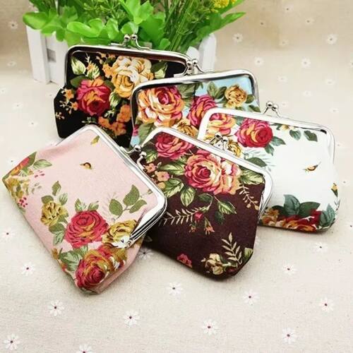 Mini Wallet Bag Latest Women Girl Retro Rose Flowers