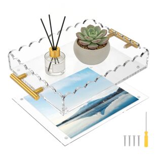 with frame Acrylic Tray Magnetic Photo and Scalloped Handle