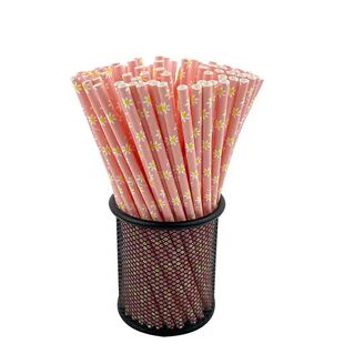 Floral Sticks 20pcs Colorful Cake Pop Straws Set Paper