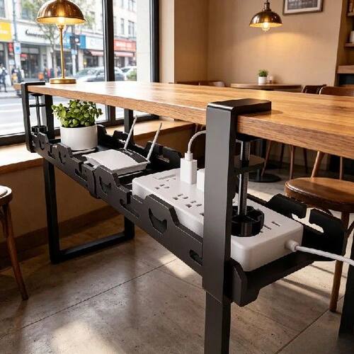 Telescopic Under Table Cable Management Tray, Metal Desk