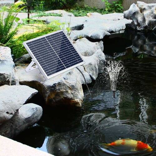 10W Solar Fountain Pump with Large Solar Panel 3 Nozzles
