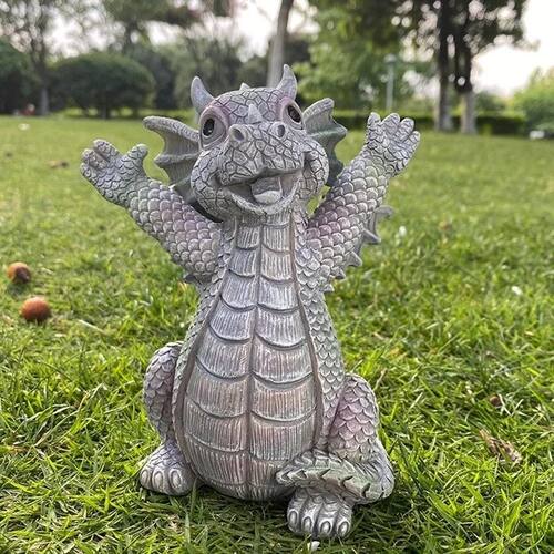 Garden Statue Dragon Meditation Statue Led Lighting Resin