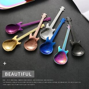 Colorful Guitar Tea Spoon Creative Mixing Spoon Stainless
