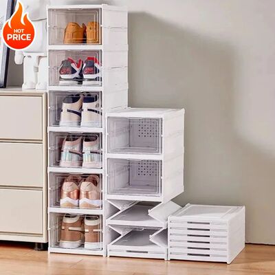 Foldable Shoe Box Transparent Dustproof Footwear Organizers