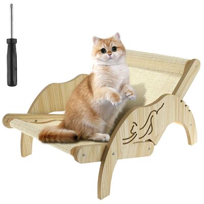 Cat Hammock Bed Adjustable Elevated Pet Wooden Chair